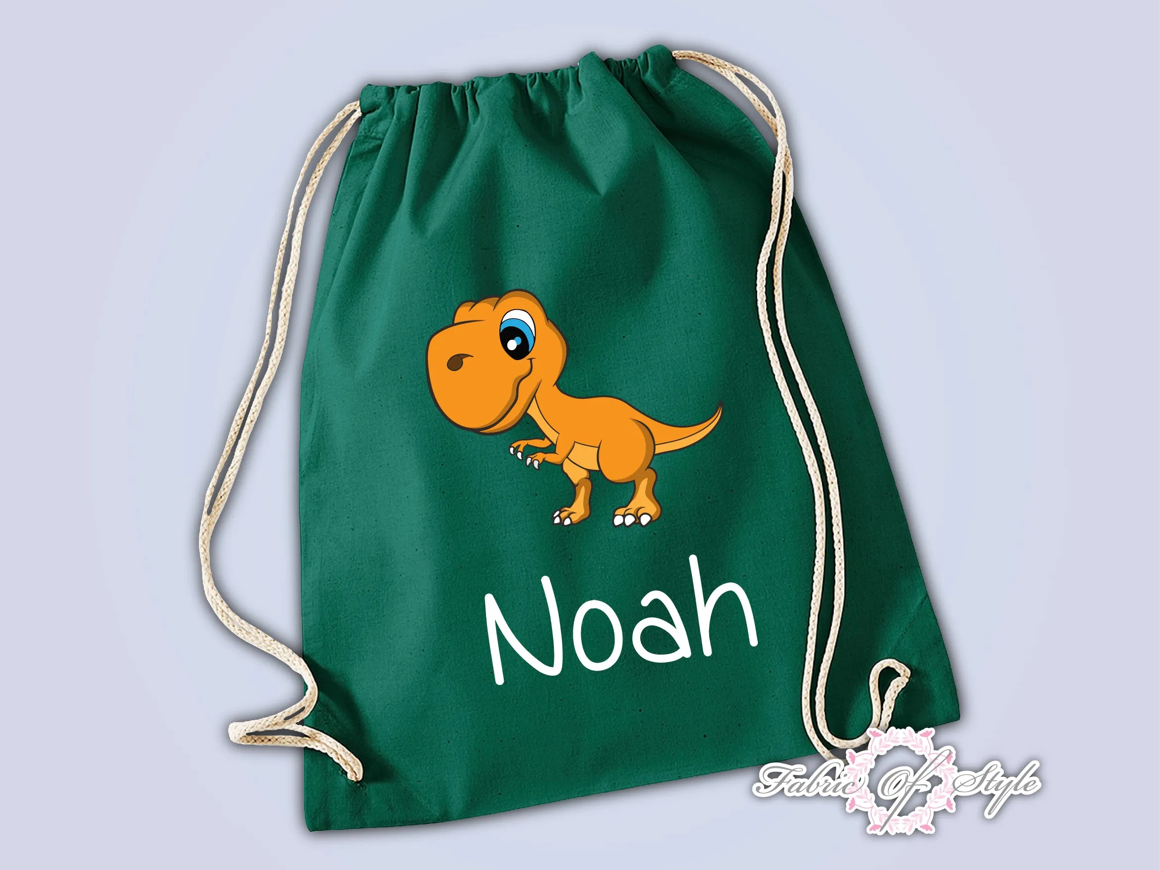 Personalised Any Name Dinosaur Girls Back To Drawstring Bag PE GYM School Kids