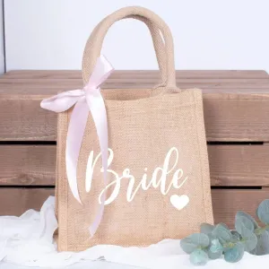 Personalised Bride Bag, Bride Jute Bag, Bride Gift Bag, Bride Gifts, Bridal Party Bag, Bridesmaid Bag, Maid of Honour Gift Bag, Hen Bag