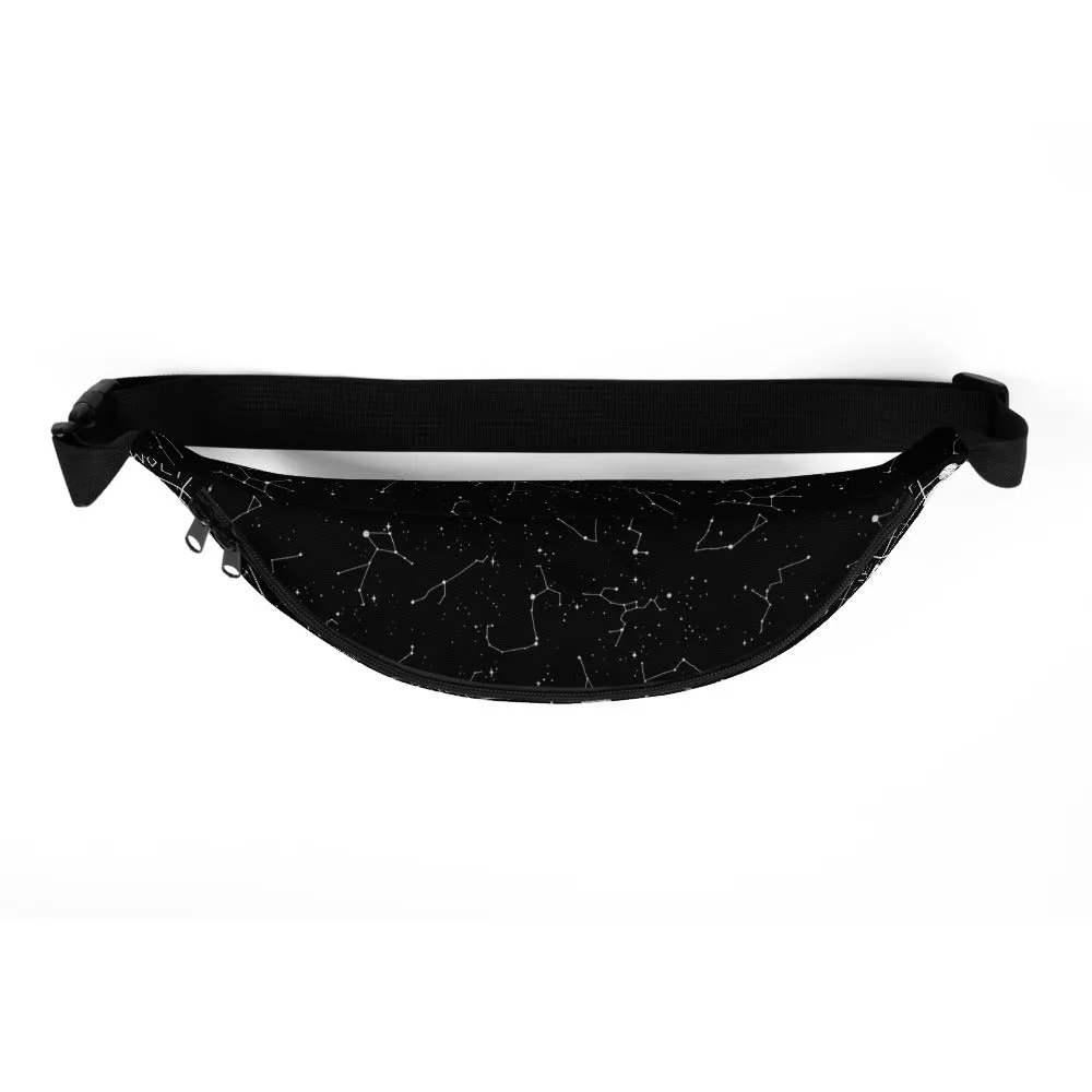 Purr Nebula Fanny Pack - Water-Resistant Waist Bag, Gym Essentials Witchy Grunge Goth Accessories, Vegan Yoga Gift