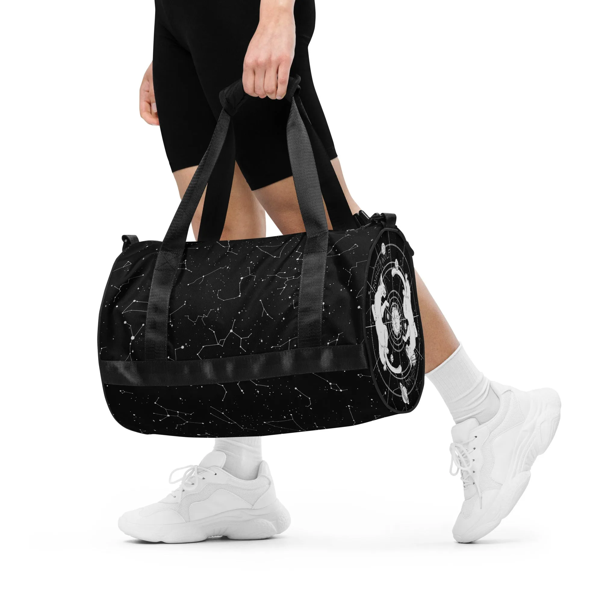 Purr Nebula Gym Bag - Water Resistant Durable Large Workout Bag for Travel, Yoga Fitness, Vegan Goth Activewear, Alt Style Essentials