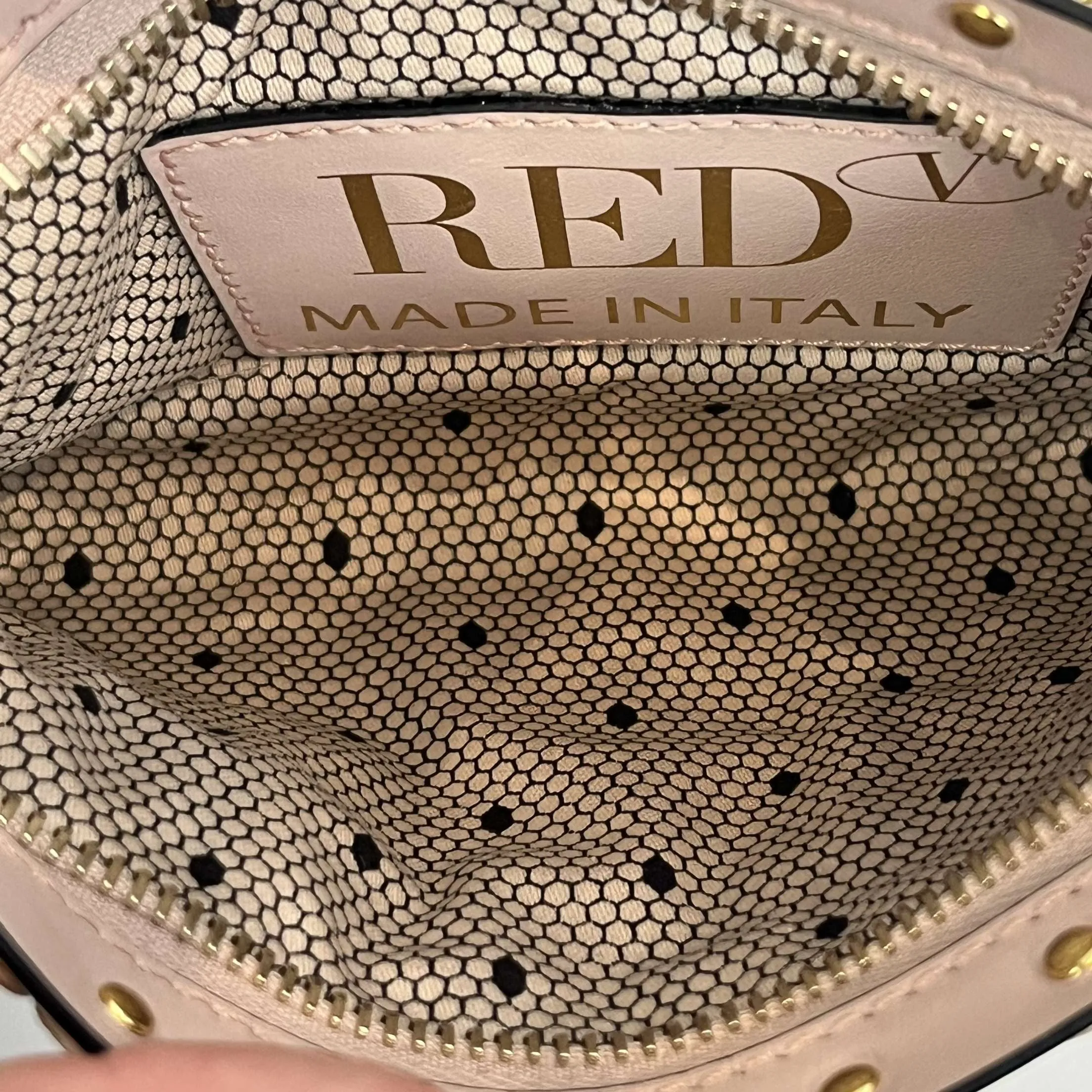 Red Valentino Brand New 340 Nude Metallic Studded Evening Bag