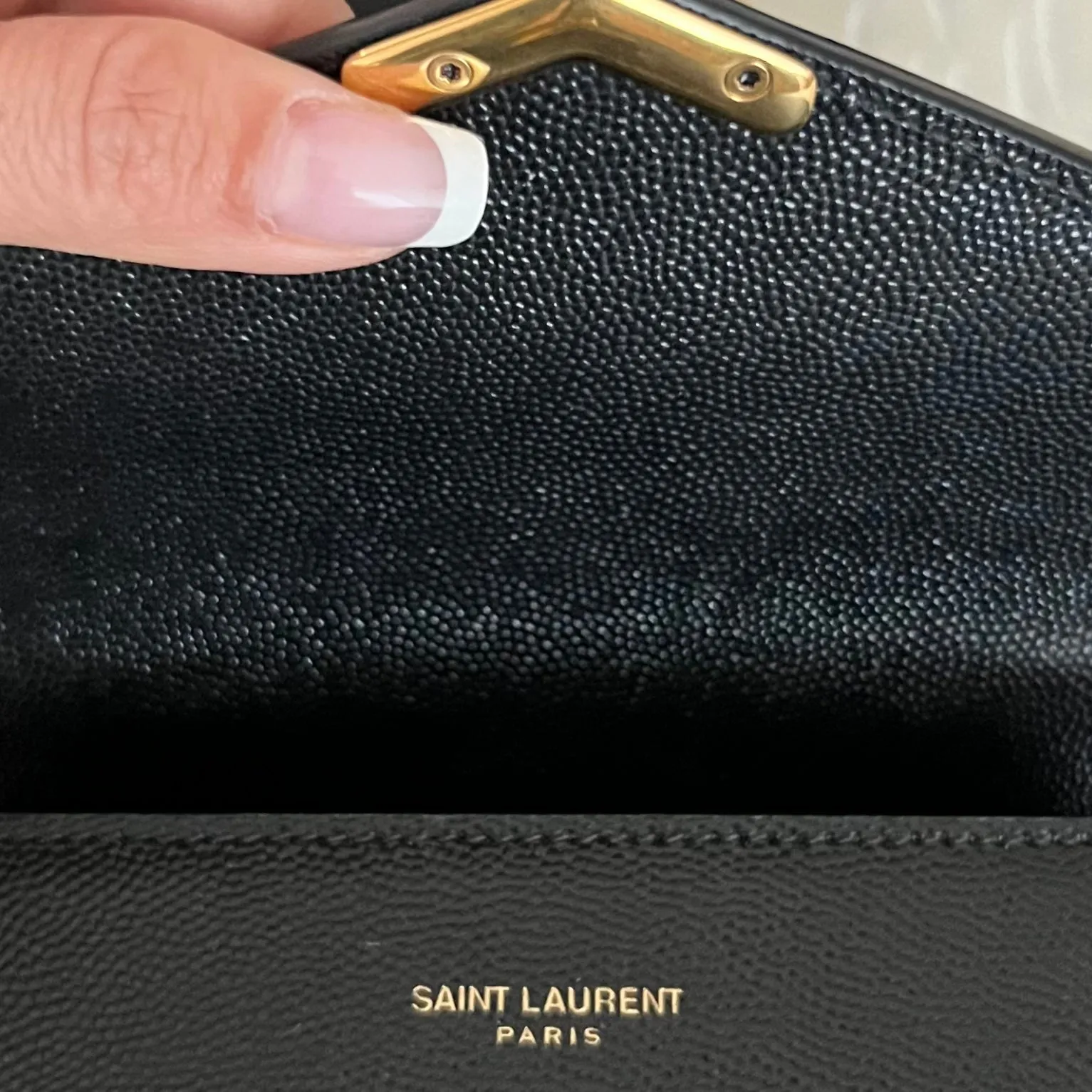 Saint Laurent CASSANDRA MINI TOP HANDLE BAG IN GRAIN DE POUDRE EMBOSSED LEATHER