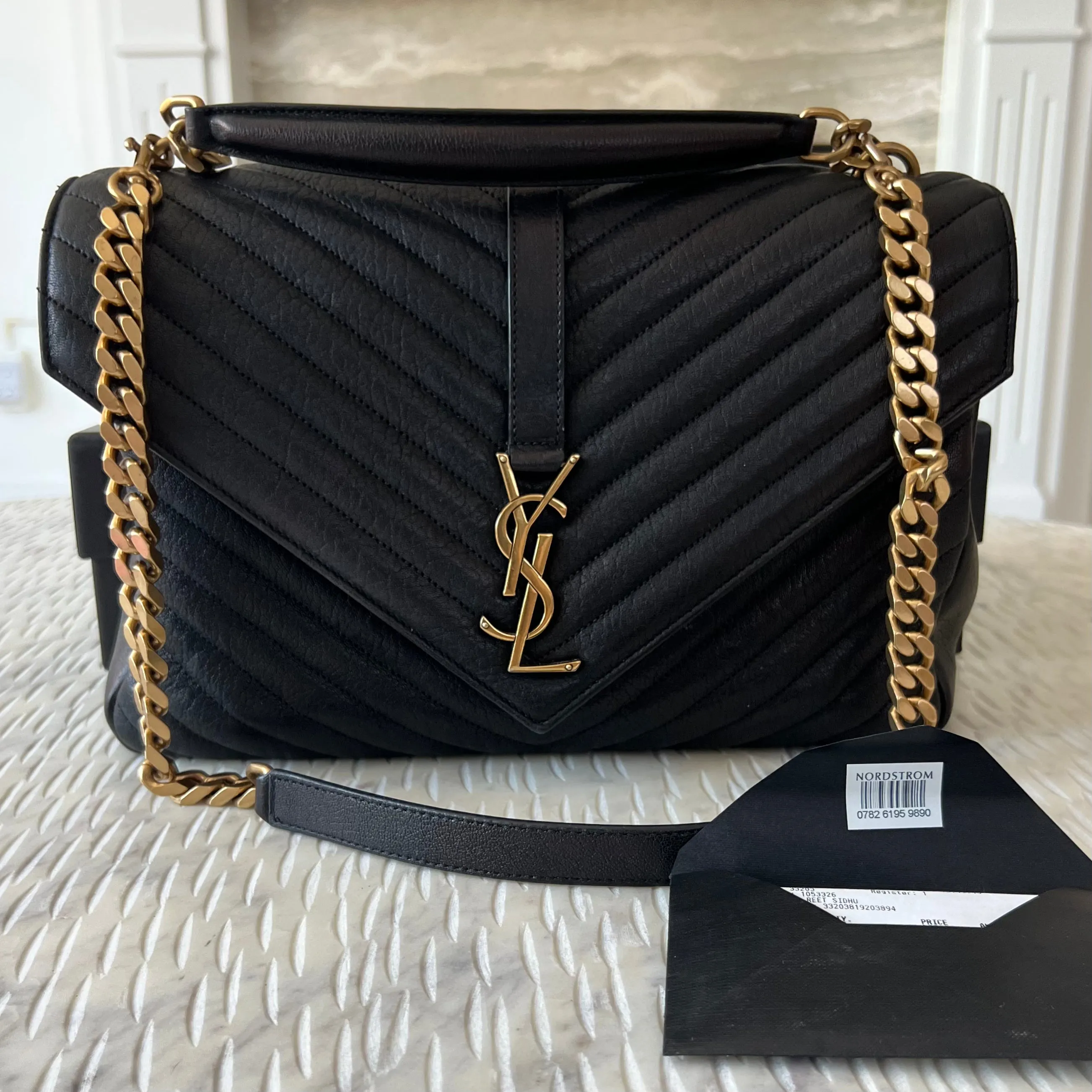 Saint Laurent COLLEGE LARGE CHAIN BAG IN QUILTED LEATHER