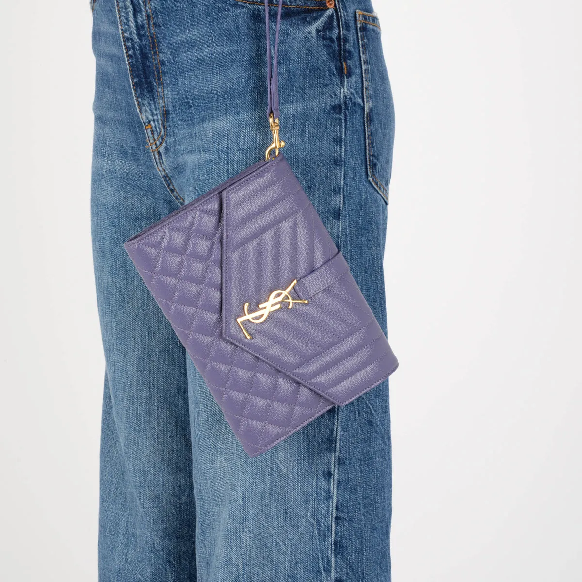 Saint Laurent Purple Mix Matelasse Envelope Flap Pouch