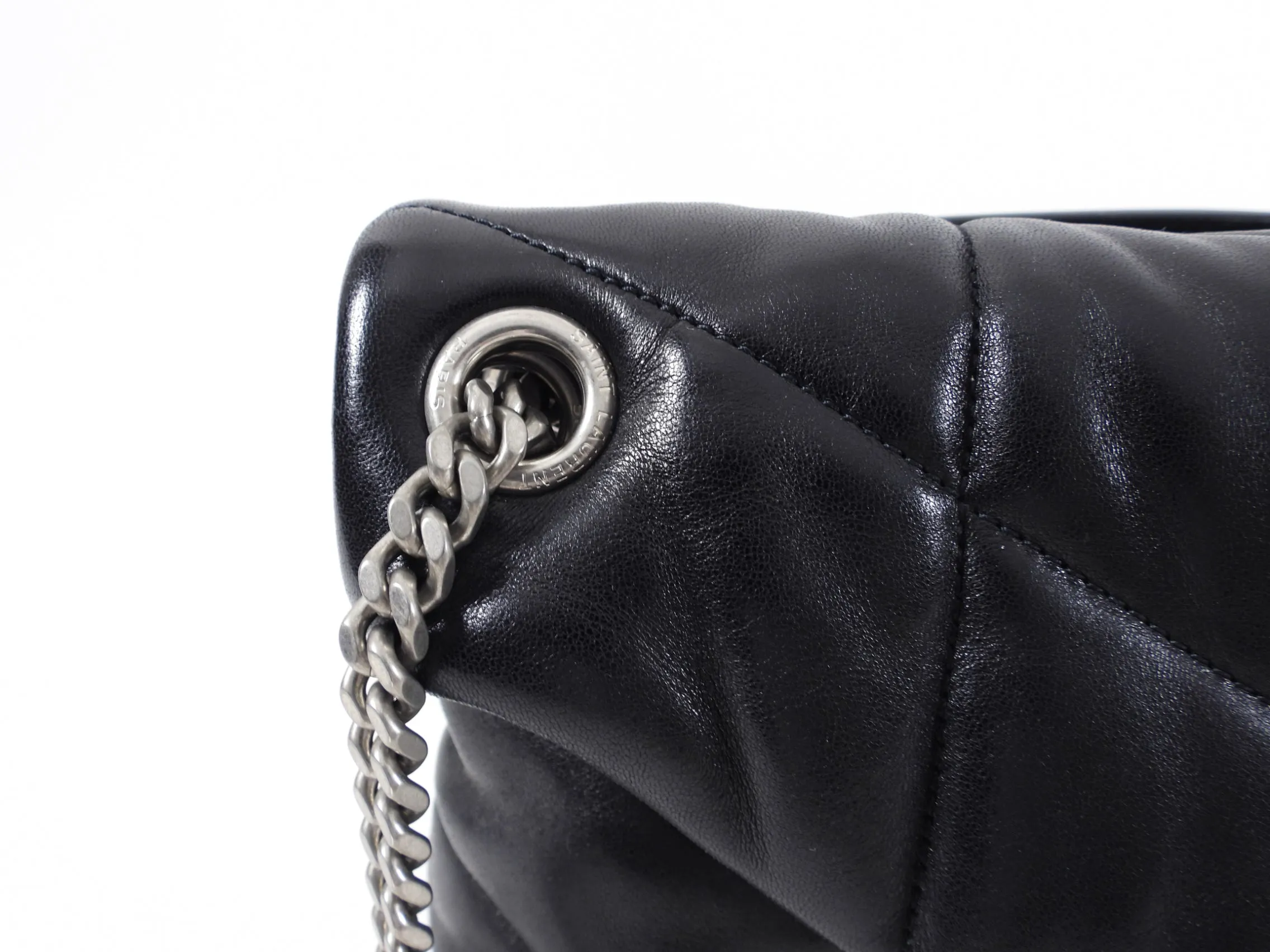 Saint Laurent Small Black Leather Lou Lou Puff Chain Bag