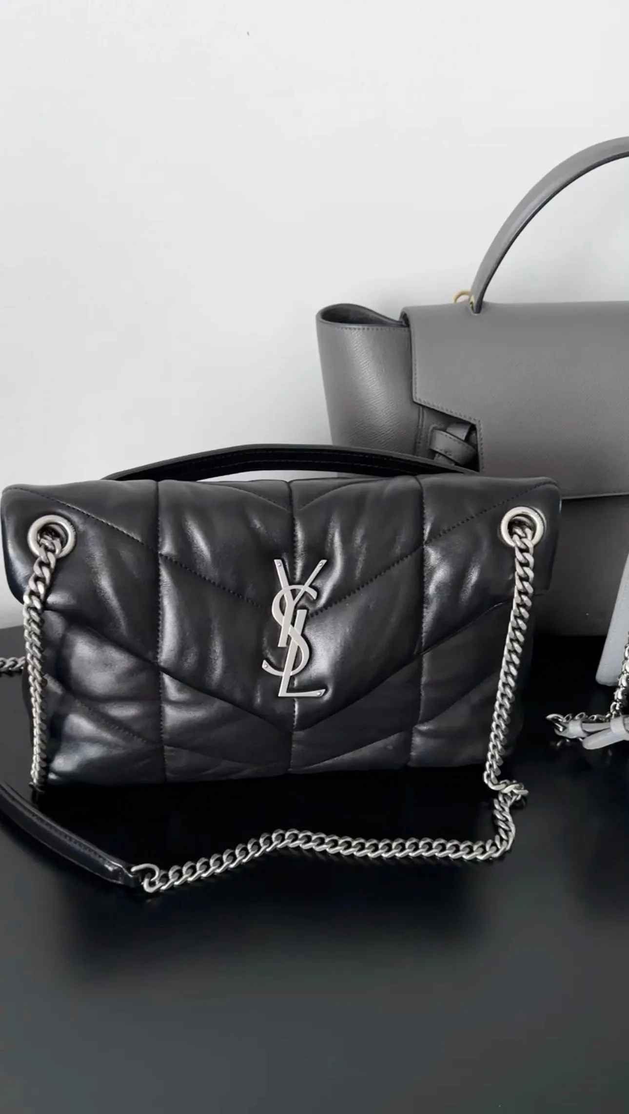 Saint Laurent Small Black Leather Lou Lou Puff Chain Bag