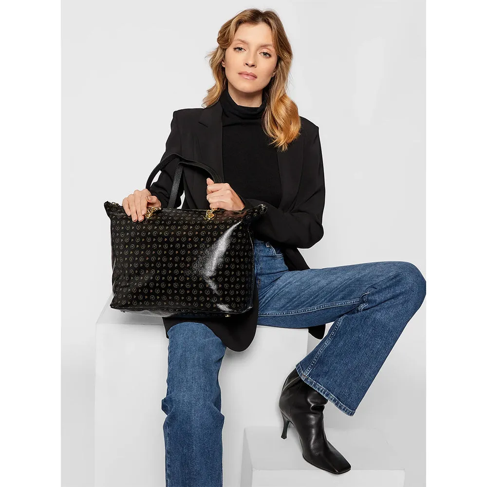 Shopping Bag Donna POLLINI linea Heritage Coated Canvas Nero