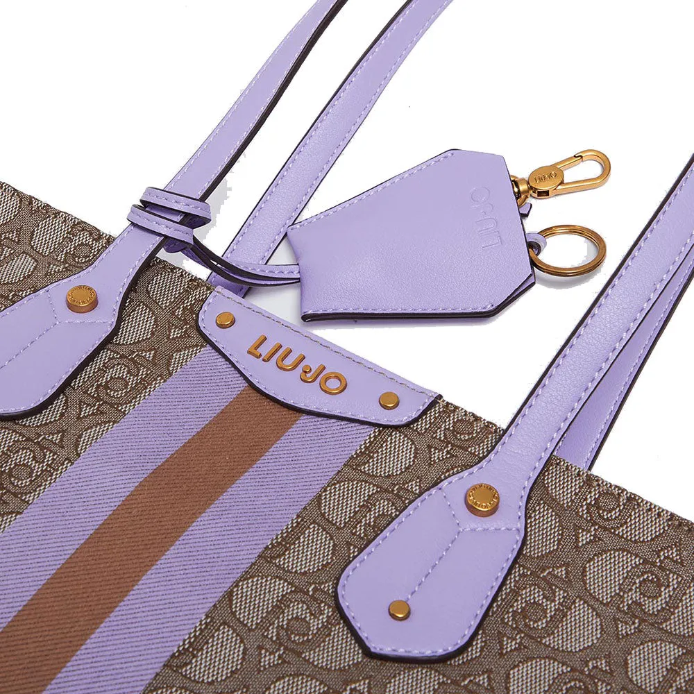 Shopping Bag LIU JO in Tessuto con Logo Jacquard color Teddy