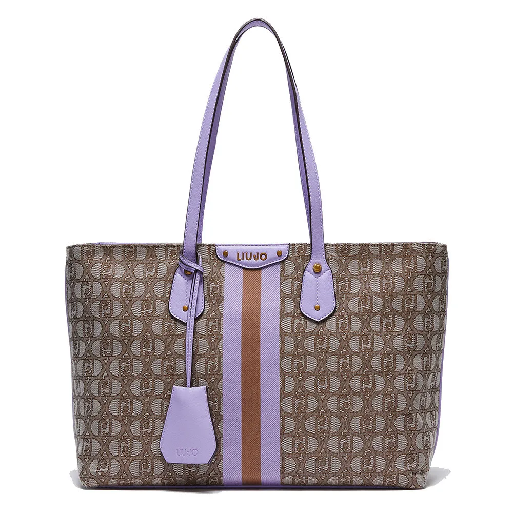 Shopping Bag LIU JO in Tessuto con Logo Jacquard color Teddy