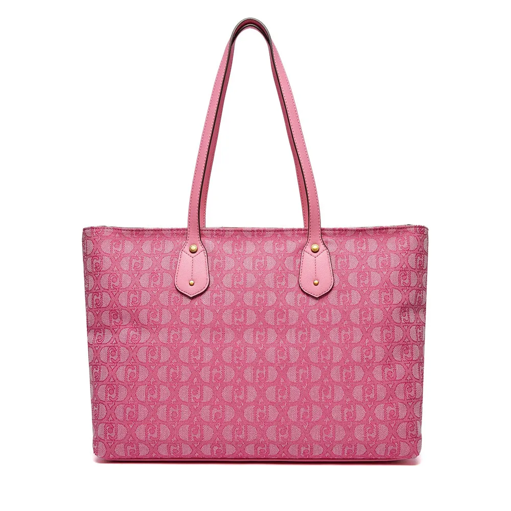 Shopping Bag LIU JO in Tessuto con Logo Jacquard colore Lady Pink