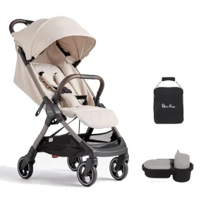 Silver Cross Clic Stroller with Snack Tray and Travel Bag - Almond