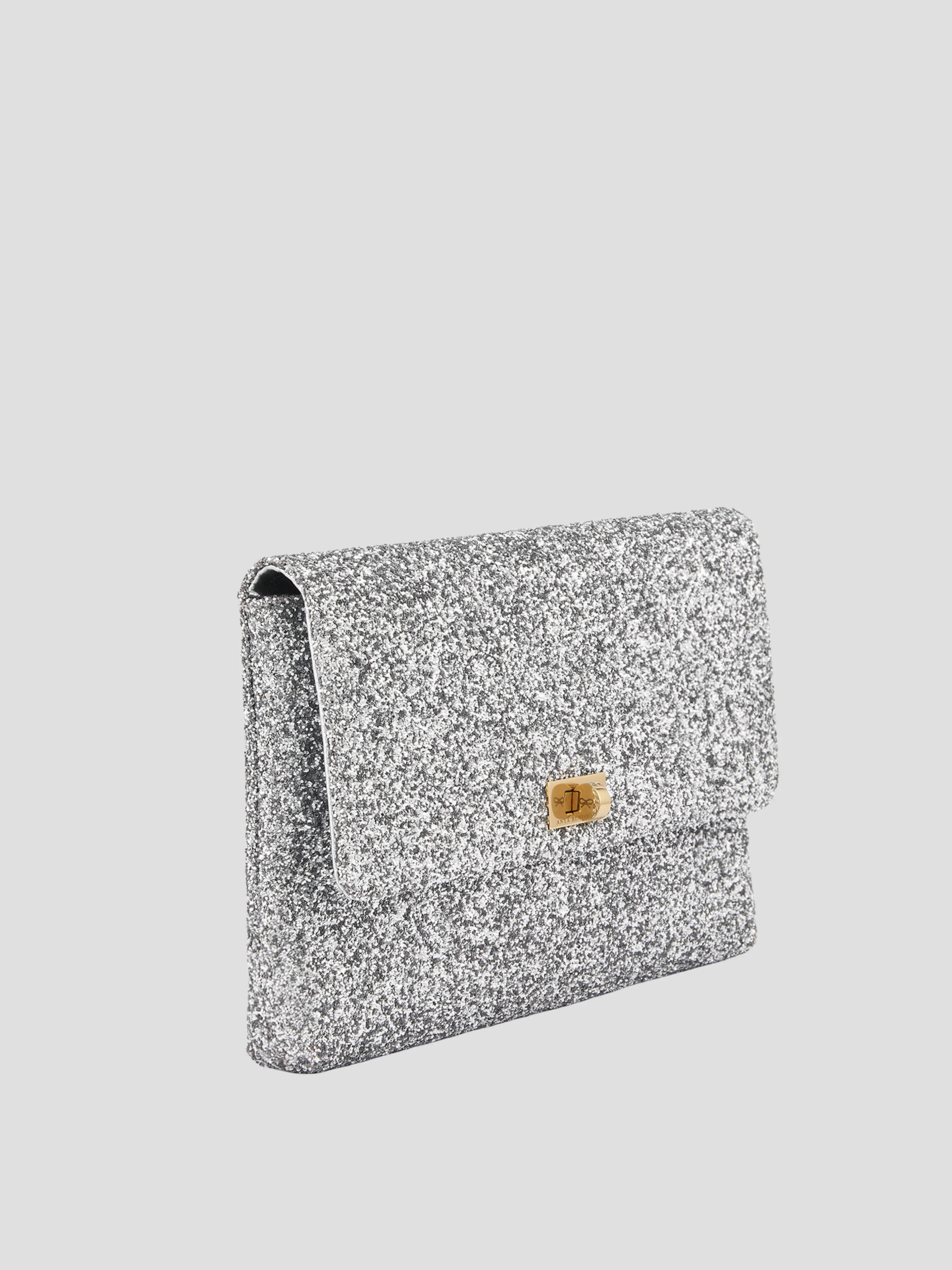 Silver Valorie Clutch in Glitter