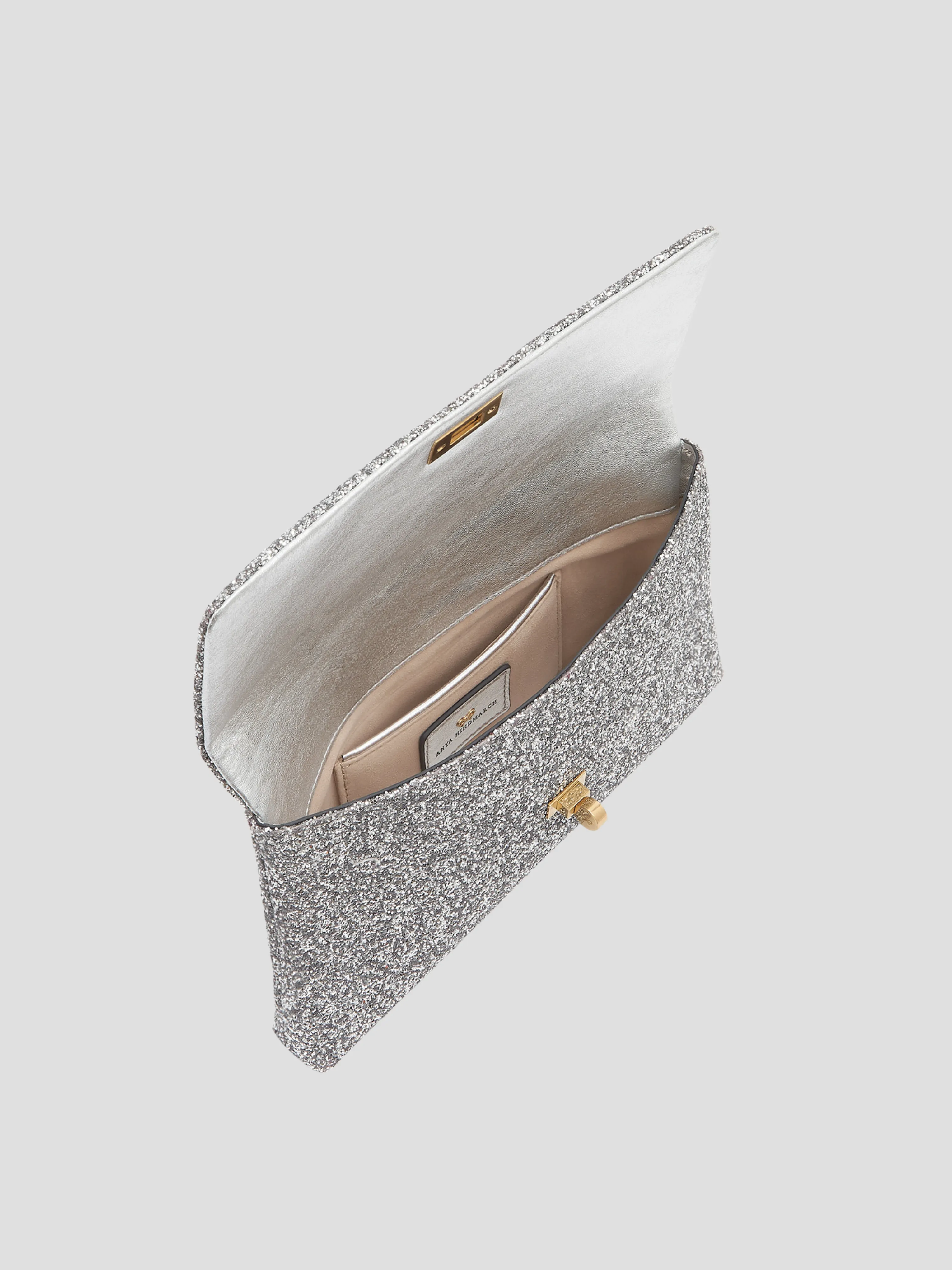 Silver Valorie Clutch in Glitter