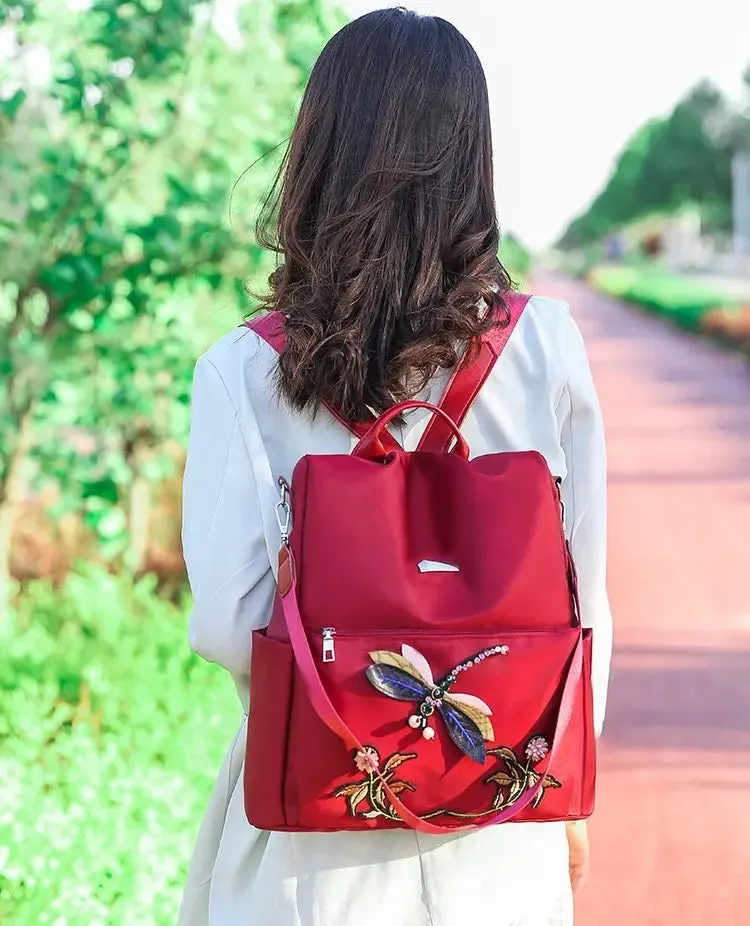 Simple Embroidery backpack. Multiple way To Carry. 1213