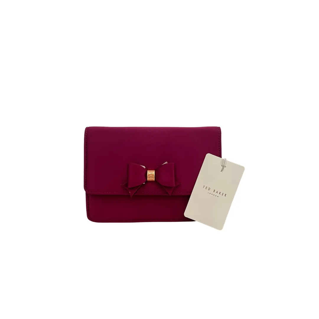 Ted Baker 'Raachel' Purple Satin Micro Bow Evening Bag | Brand New |