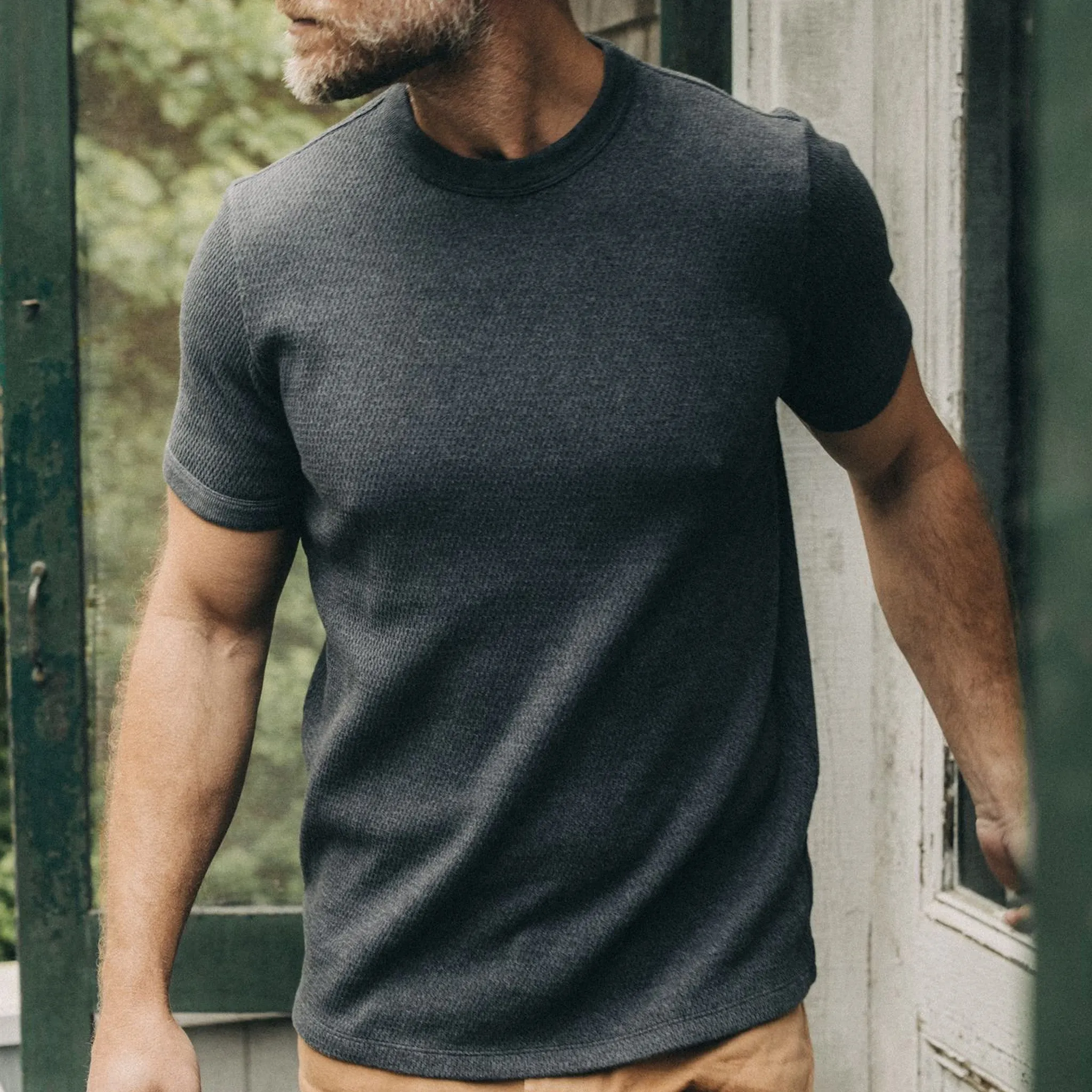 The Heavy Bag Waffle Short Sleeve in Faded Black