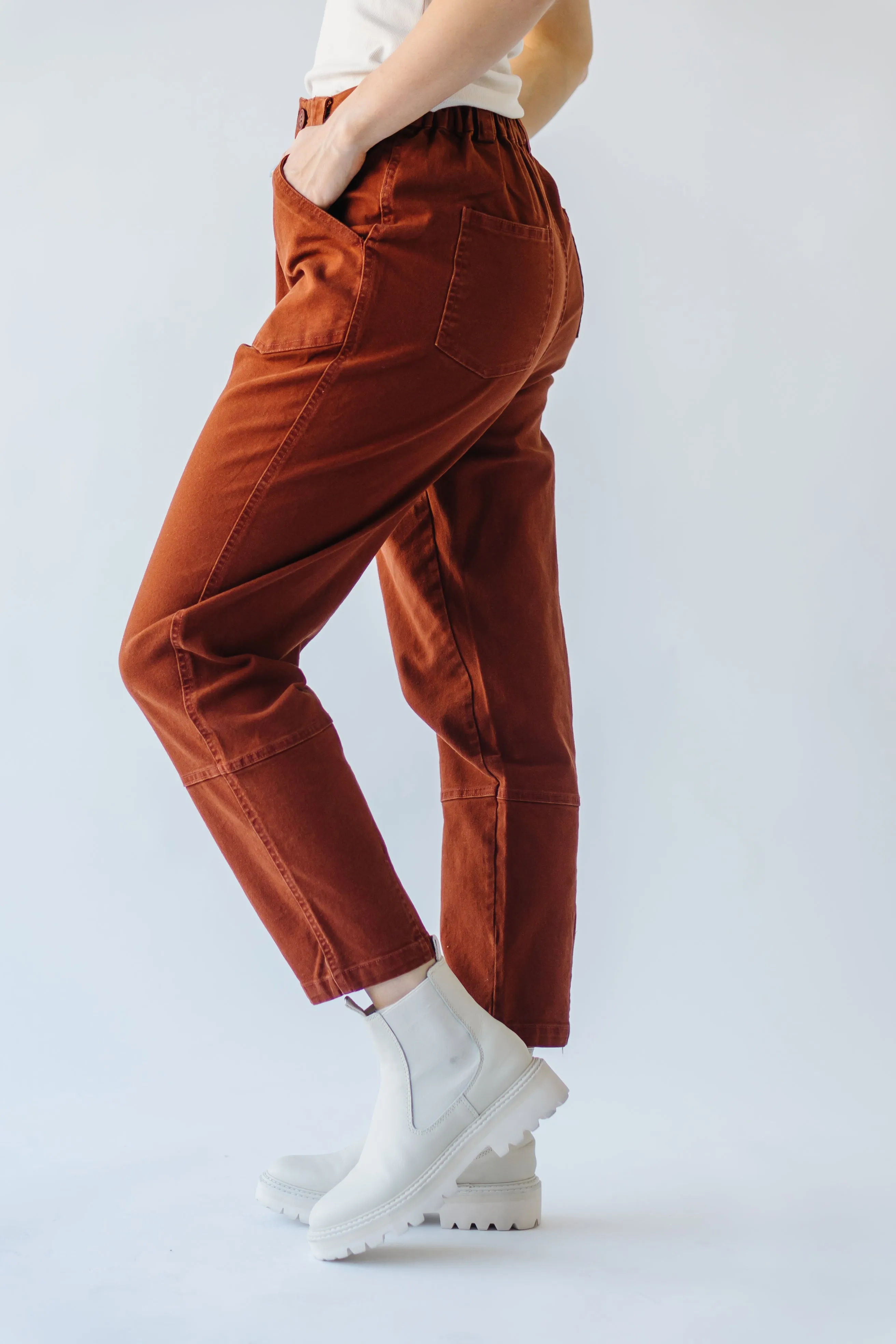 The Watkins High Rise Paper Bag Jean in Rust