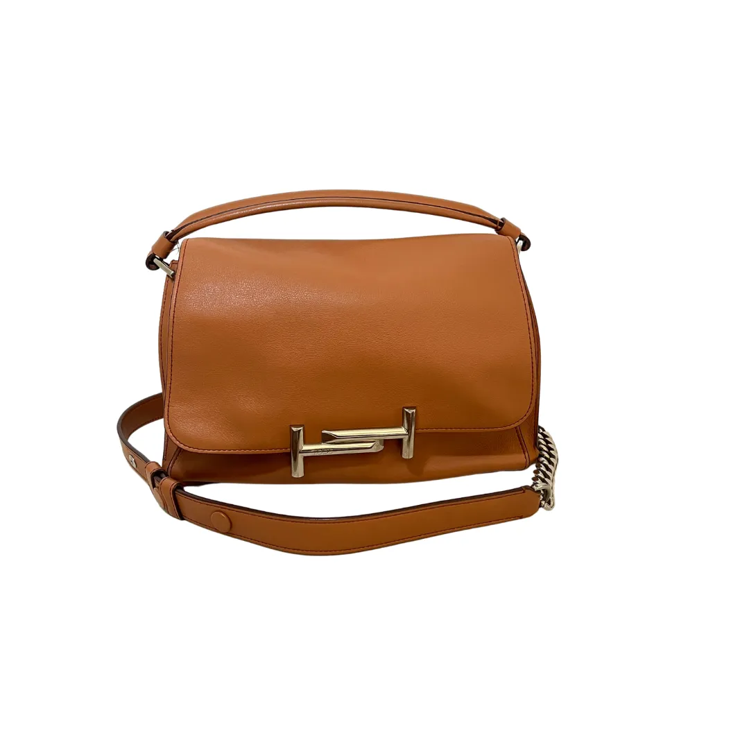 TOD's Tan Leather Double T Flap Top Handle Bag | Gently Used |