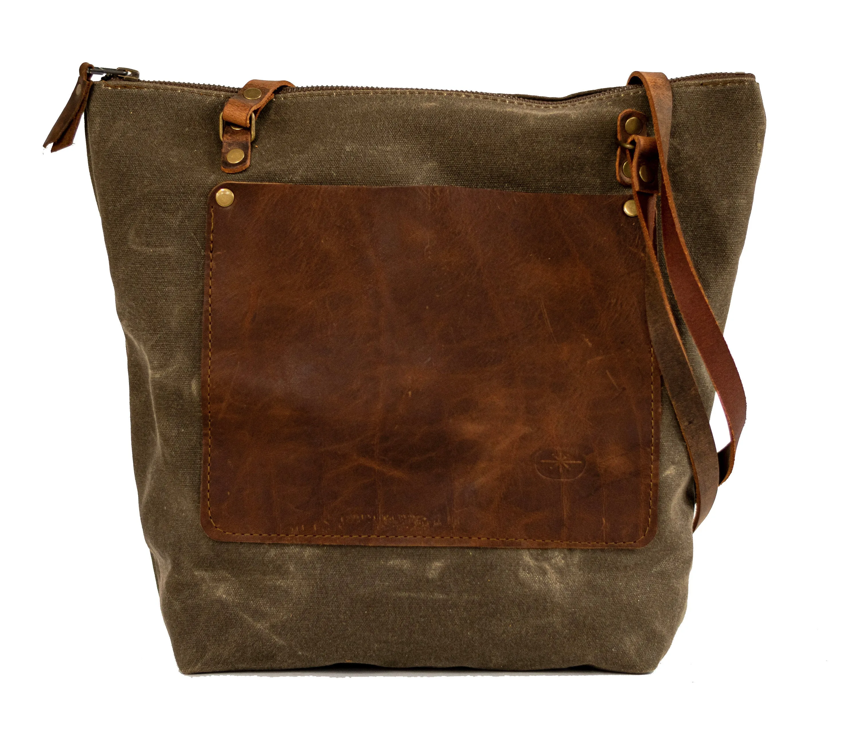 Waxed Canvas Bag | Tote Bag | Crossbody Bag | North South with Pocket | Large