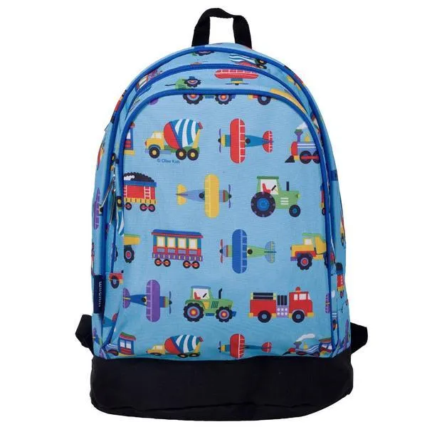 Wildkin Olive Kids Trains, Planes & Trucks Sidekick Backpack School Bag